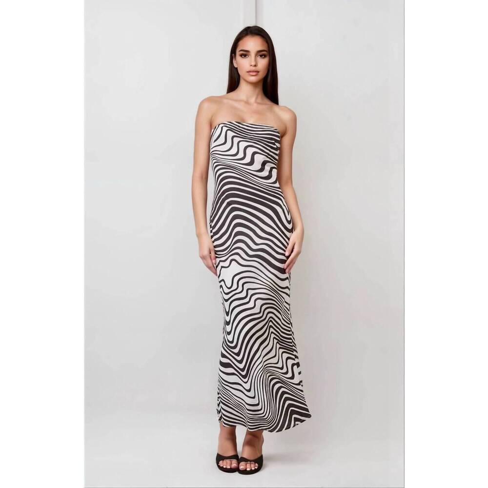 NEW PRETTY GARBAGE wild one maxi dress in black and white